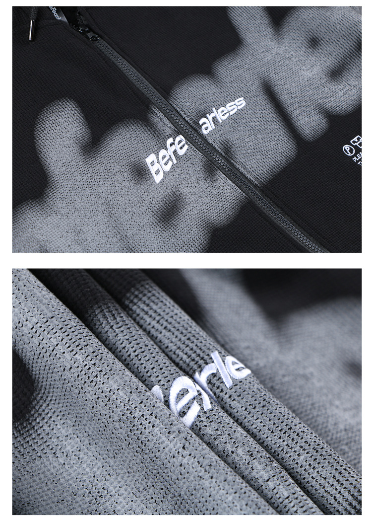 befearless开衫连帽卫衣男字母刺绣国潮小众加绒美式复古情侣外套