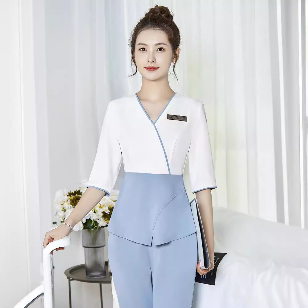 专业美容院工作服女spa养生馆美容师套装足浴足疗洗脚店工服-阿里巴巴