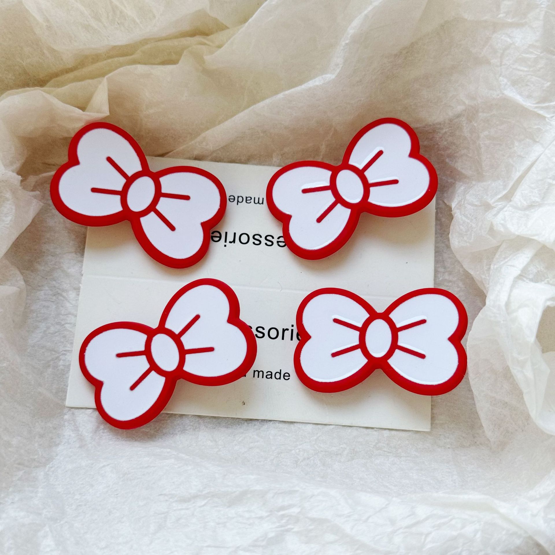 卡通大红色蝴蝶结发夹甜美可爱少女心刘海夹边夹简约