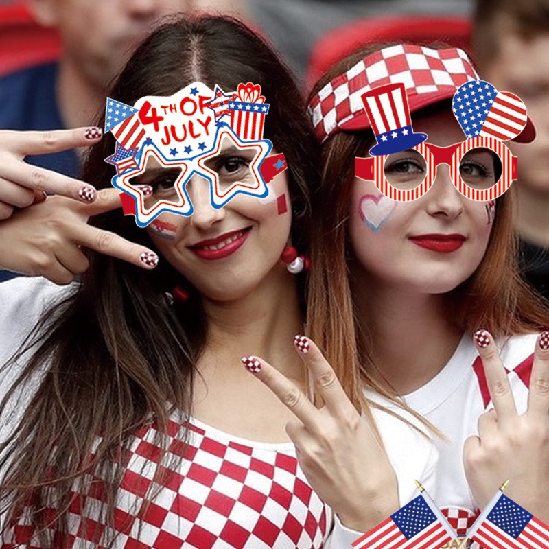 Cross-Border Hot Products New Us Independence Day Decoration Glasses Us National Day Holiday Photo Props Paper Glasses Glasses