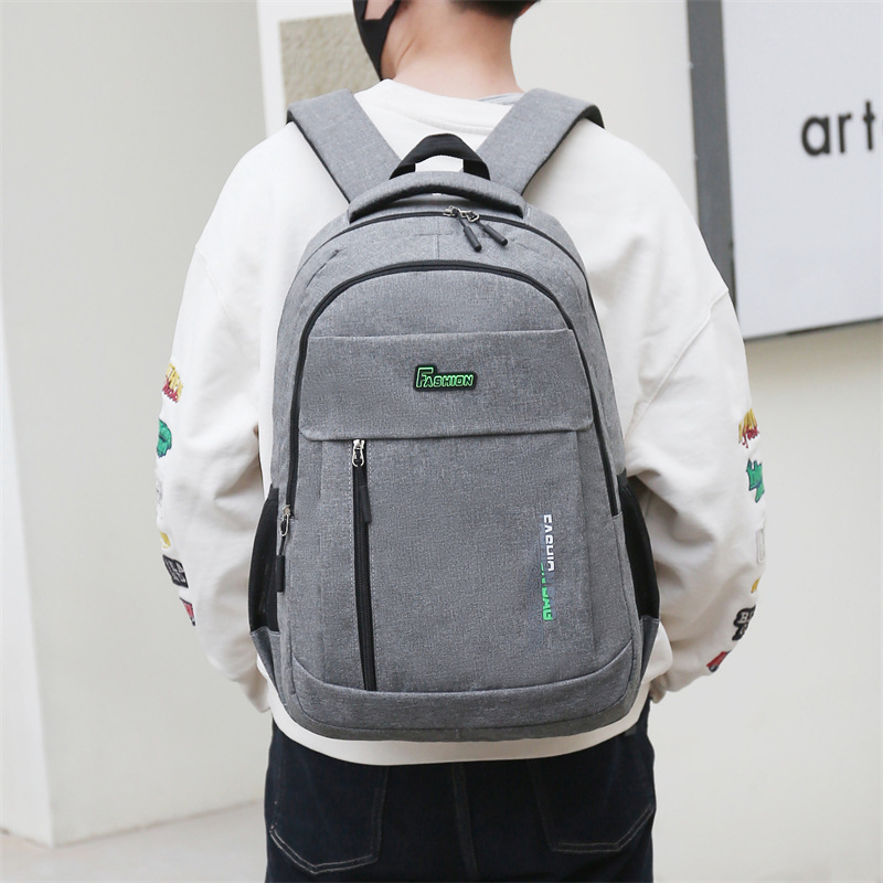 2023 New Pure Color Simple Casual Backpack Large Capacity School Bag Waterproof Schoolbag Business Commute Computer Bag