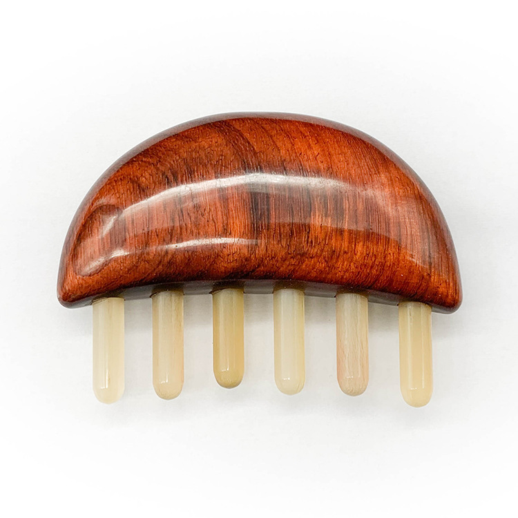 角木蛟品牌厂家批发红檀木拼羊角梳子按摩保健美发梳大齿圆齿加厚