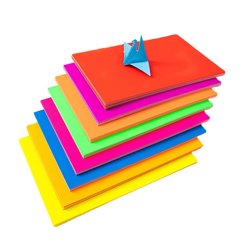 250克a4双面荧光色硬卡纸剪纸diy手工纸制作贺卡纸喜庆用品荧光纸