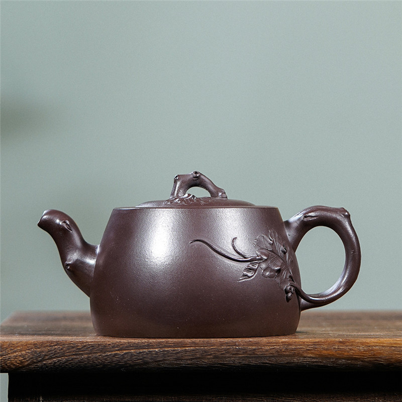 宜兴名家手工泥绘大容量紫砂壶 树桩泡茶壶仿生器壶一件代发货
