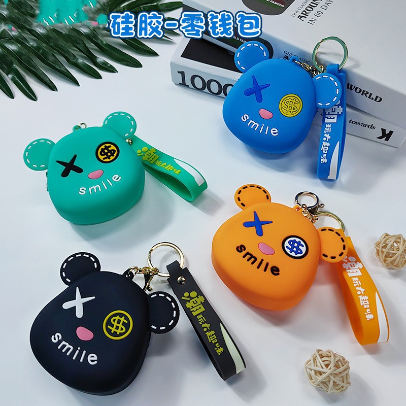 Creative Machinery Danny Bear Coin Purse Pendant Trendy Cool Violence Little Bear Pattern Bag Men and Women Student Key Case Accessories Wholesale