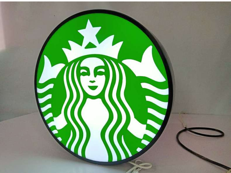 圆形亚克力双面广告灯箱 服饰奶茶店小门头侧挂墙式 厂家定制