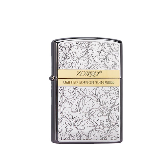 Zorro Authentic Fashion Z92067 Color Separation Tangcao IP Gold Kerosene Lighter Gift Collection Face-Saving Windproof