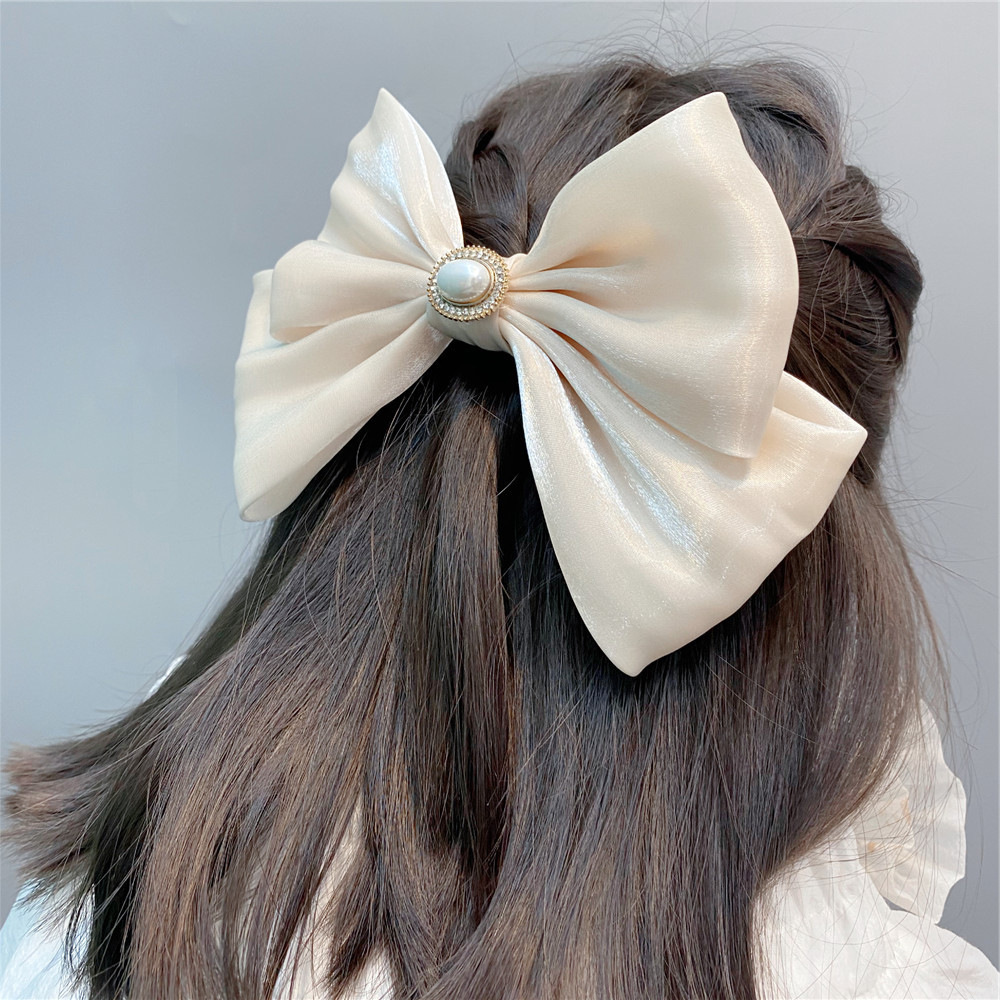 新娘头饰酒红色大双层蝴蝶结发夹甜美镶钻森系发饰敬酒服婚纱顶夹