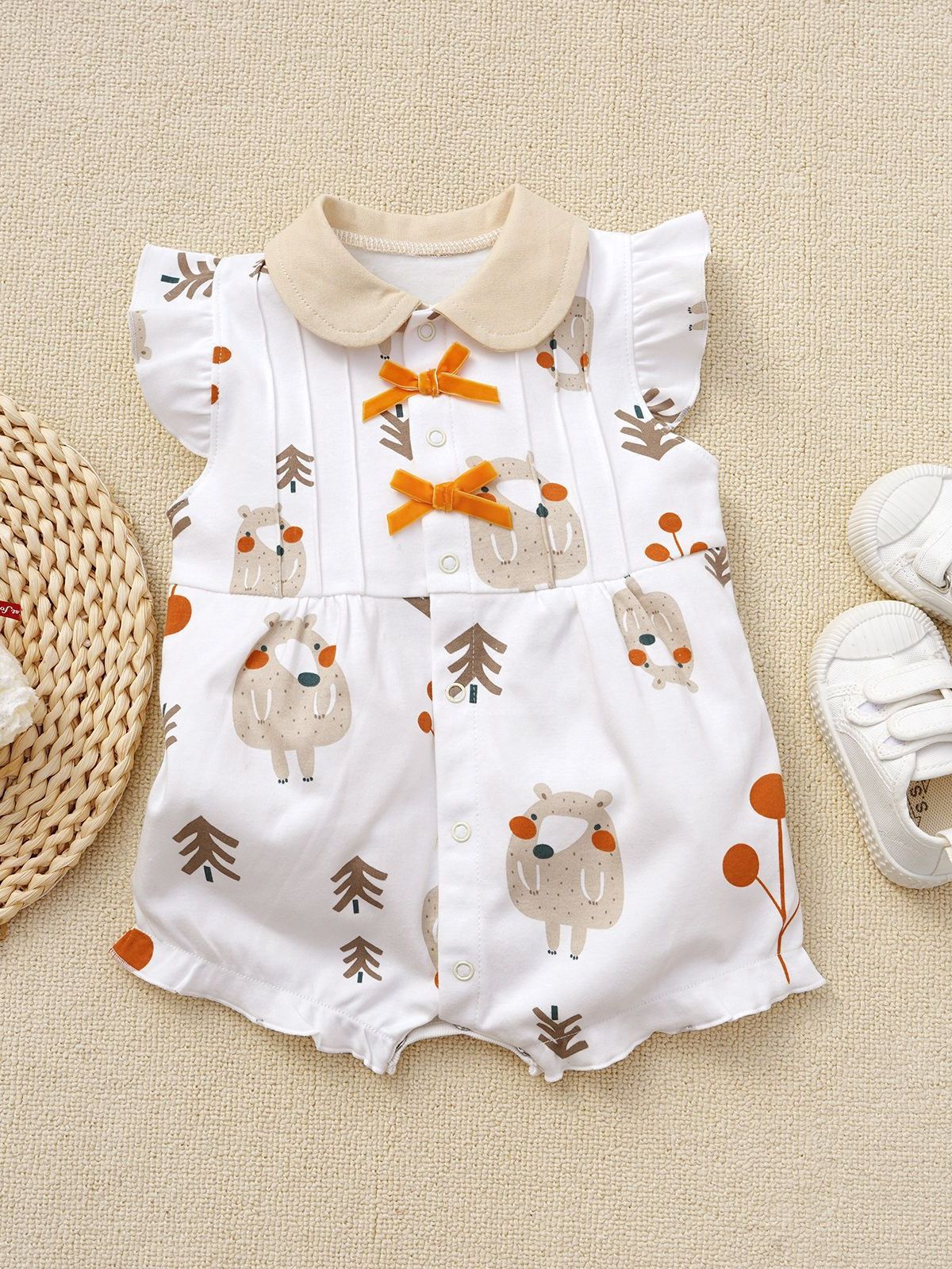 2023 Summer Baby Short Sleeve Rompers Summer Romper Flying Sleeve Rompers Jumpsuit Cotton Cool Pajamas 3-18 Baby Clothes