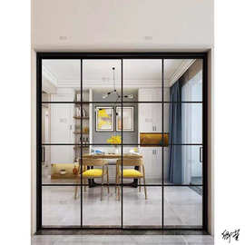 双层钢化玻璃推拉门新农村折叠门钛镁铝合金阳台卫生间大门开放式