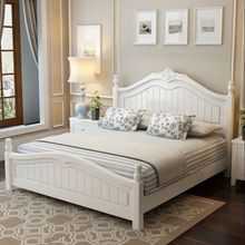 全实木床双人床现代简约美式橡木床主卧室储物欧式田园白色公主床