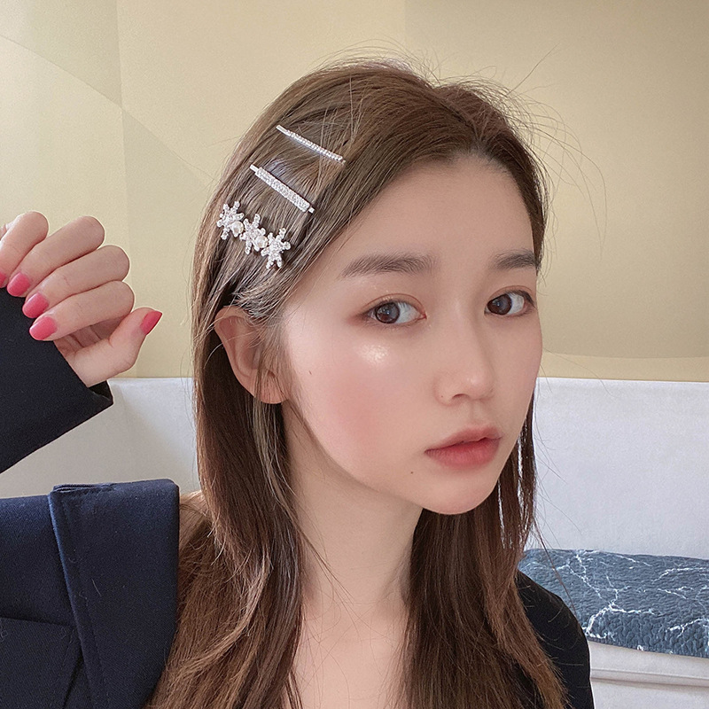 可爱jennie同款水钻发卡一字夹简约网红卡子边夹少女头发夹子头饰