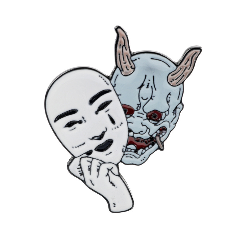 万圣节新款 动漫周边 百鬼夜行 卡通般若面具徽章 趣味胸针 现货