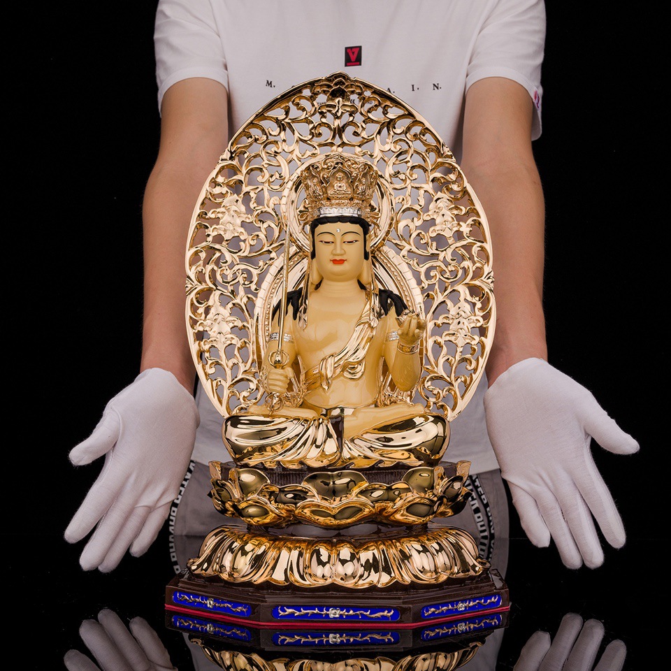 台湾盛凡铜鎏金虚空藏菩萨神佛像批发家用佛堂佛教用品批发工艺品