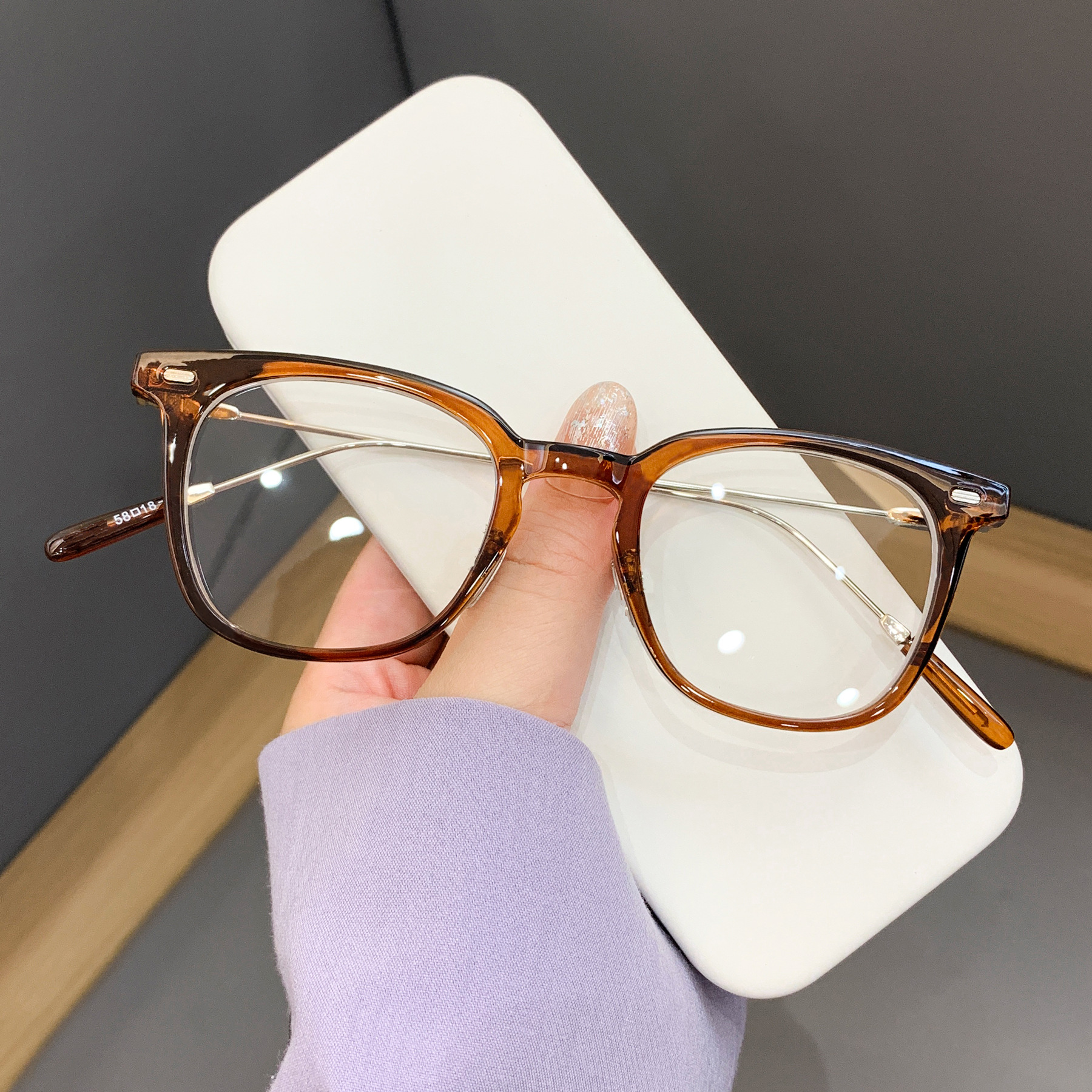 韩版方框gm近视眼镜框女网红同款金属混合复古大脸防蓝光平光镜