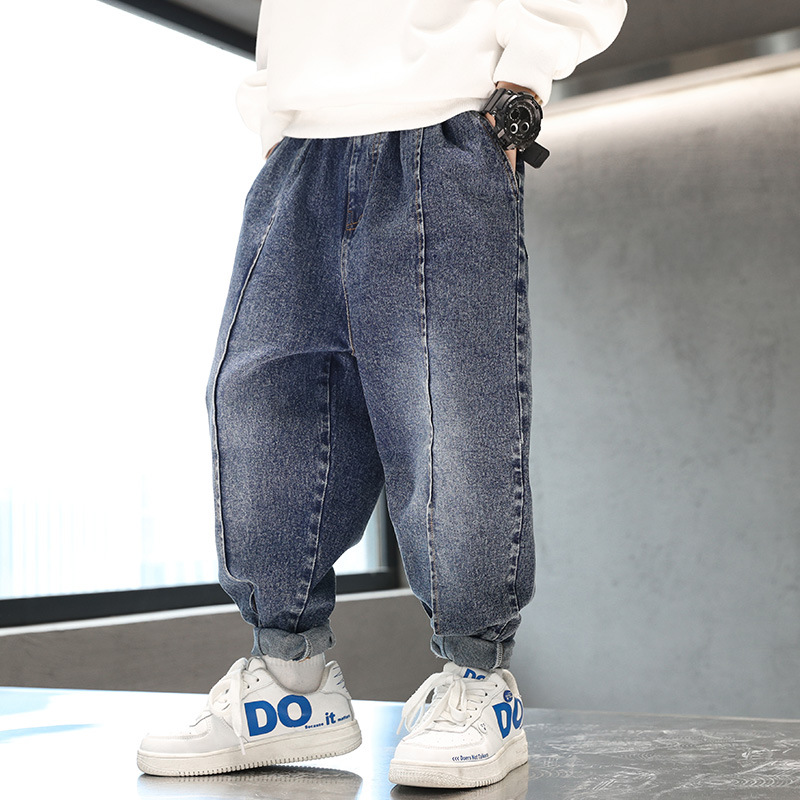 Boys' Jeans Spring and Autumn Children's Trousers 2023 New Korean Style Children and Teens Pants One Piece Dropshipping Fashionable
