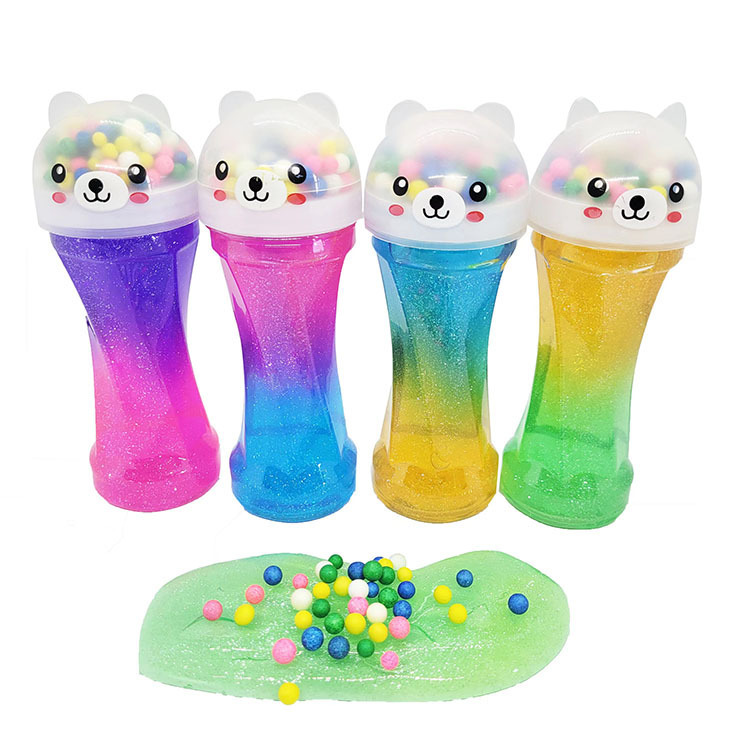 Children's Crystal Mud Bubble Blowing Gradient Pearl Colorful Crystal Mud Foaming Glue Slim