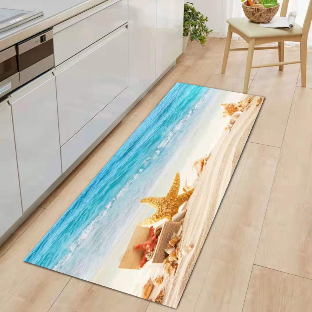 Cross-Border Hot Selling 3D Digital Printing Marine Starfish Series Floor Mat Kitchen Bathroom Non-Slip Mat Absorbent Floor Mat Carpet