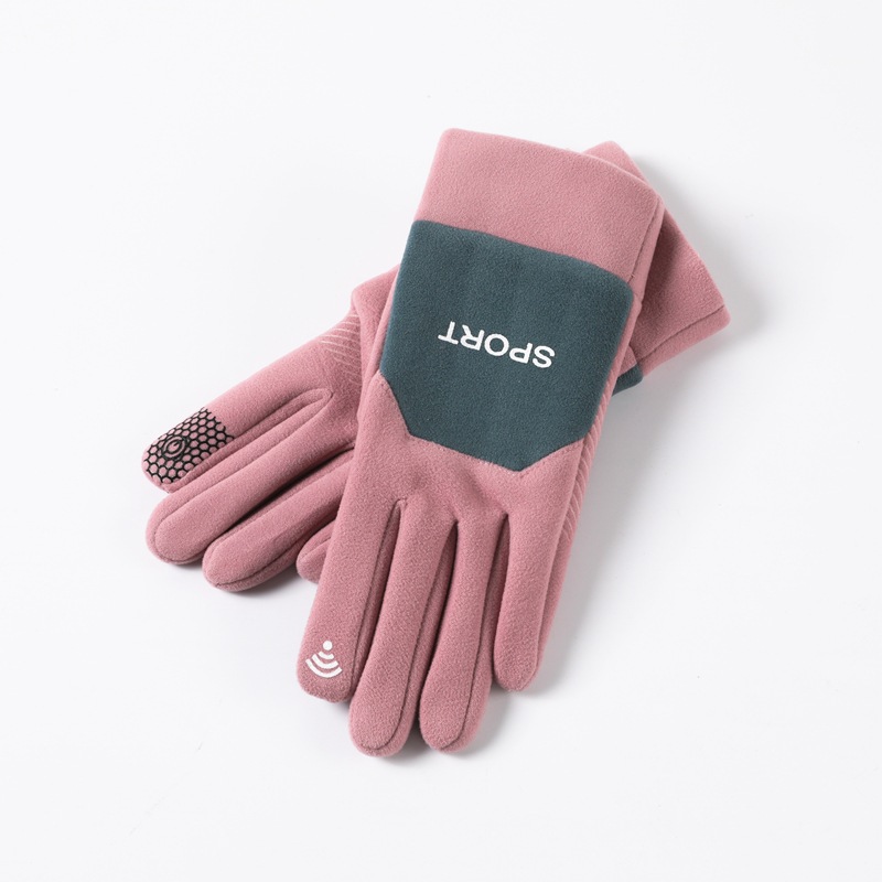 Women's Cold-Proof Velvet Gloves Outdoor Riding Touch Screen Windproof Thickening Gloves Simple Warm Velvet Gloves