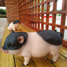 跨境货源仿真小香猪摆件动物模型树脂工艺品盆景场景小品装饰品猪