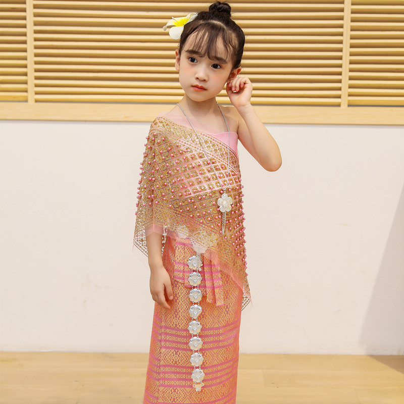 泰国风情傣族女童服装西双版纳泼水节服装影楼摄影少数民族服饰