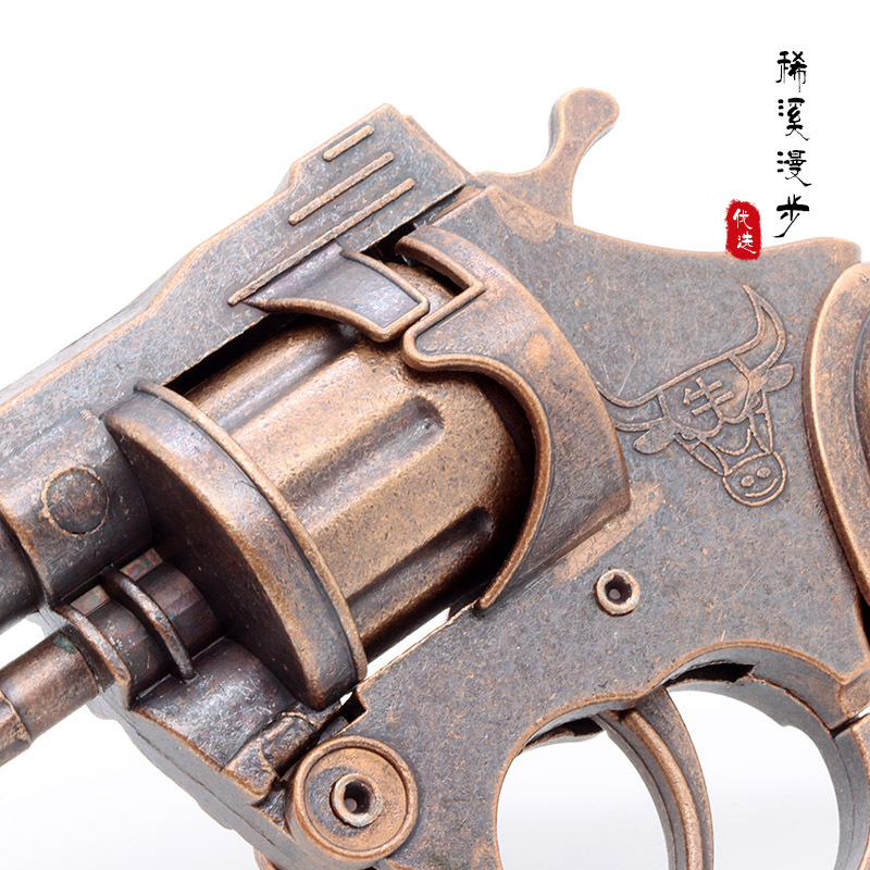 全金属怀旧左轮砸响炮儿童玩具打火炮子药8090后童年转轮火石