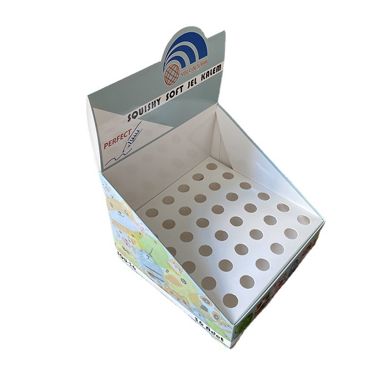 超市展示笔盒纸展示盒 纸质收银台桌面广告陈列盒pdq收纳彩盒