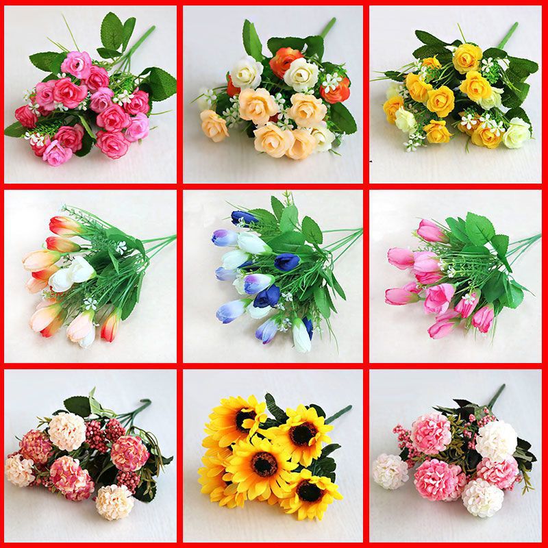 手工花束成品单支假花塑料花假花束花插花卉绢花向日葵手捧花
