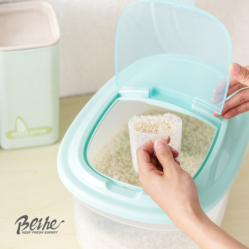 塑料米缸带盖五谷大米储米箱翻盖式透明米箱12斤防虫防潮密封米桶