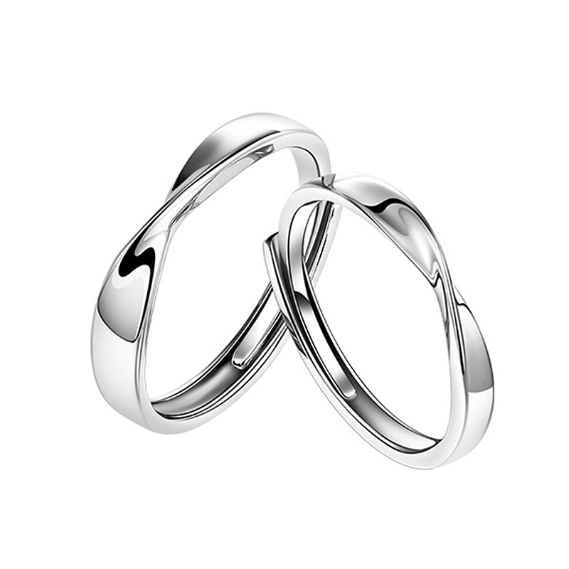 Mobius Couple Ring Men and Women's One Pair Open Simple Bracelet Imitation S925 Sterling Silver Niche Couple Rings Rings Factory