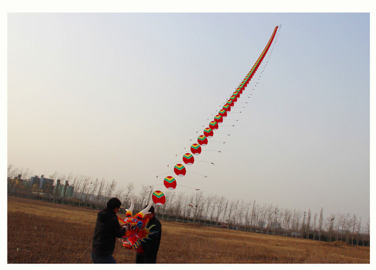 潍坊传统风筝w大型巨型成人串式风筝大风筝龙头蜈蚣保飞手握轮