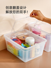 婴儿用品奶瓶收纳箱家用宝宝餐具储存盒翻盖式玩具零食收纳盒大号