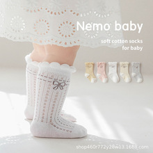 新生婴儿袜子长筒袜过膝春季精梳棉无骨防滑点胶护腿宝宝地板袜套