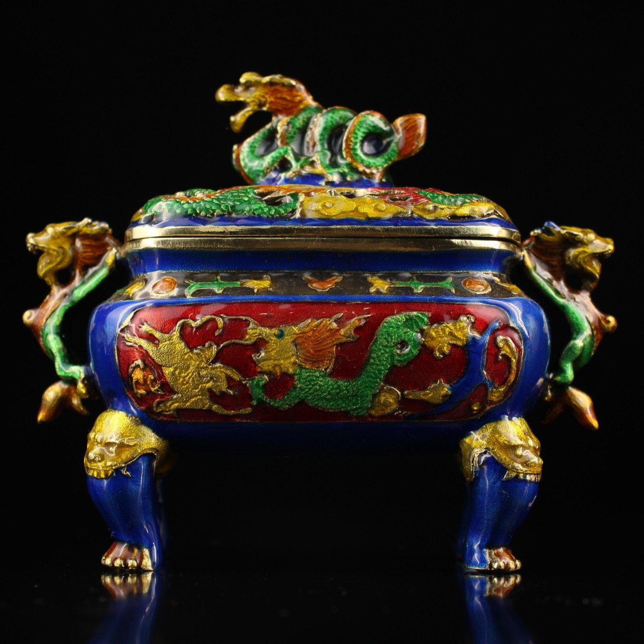 古玩铜器收藏 铜镶嵌景泰蓝 珐琅彩熏香炉家居装饰创意礼品工艺品