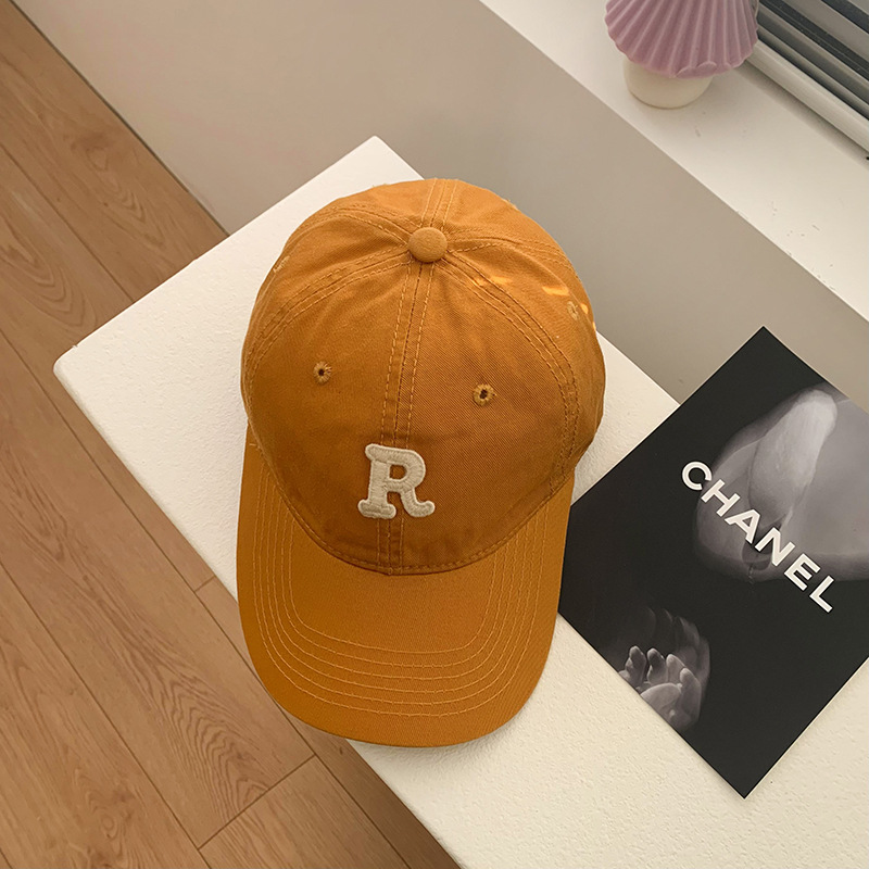 Green R Alphabet Peaked Cap Female Ins Fashion Brand Niche Big Head Circumference Show Face Small Soft Top Hat Summer Baseball Cap Male