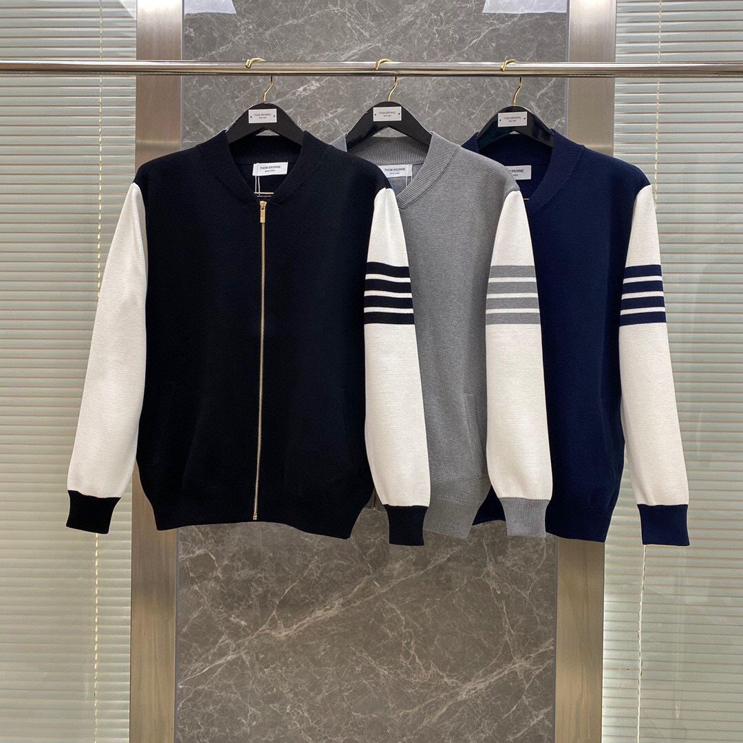 正确版本高品质tb棒球服春秋新款羊毛男女开衫夹克棒球外套羊毛衫