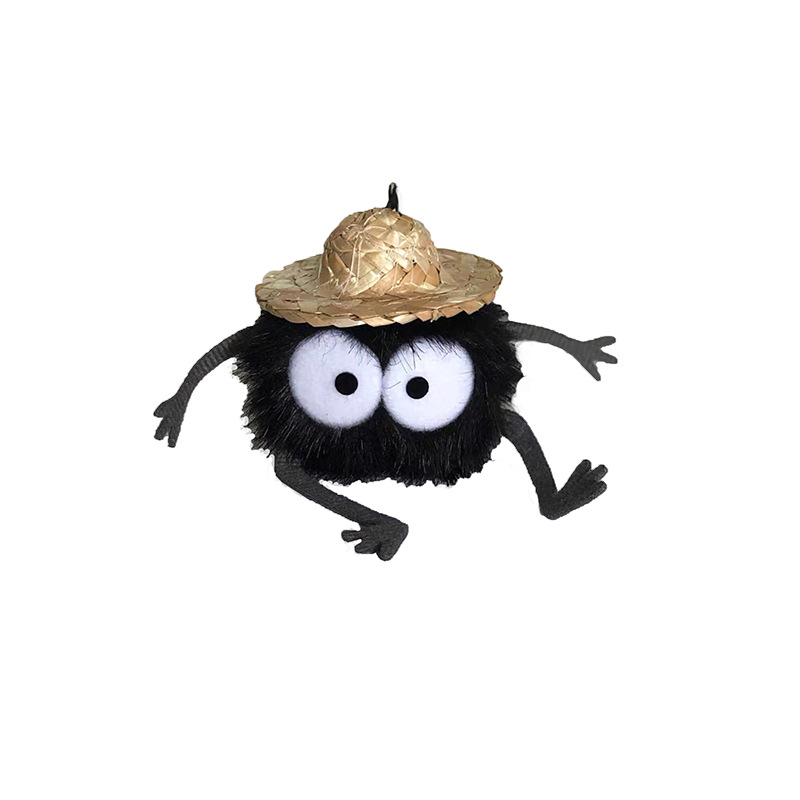 驱霉运千寻草帽小煤球黑煤炭灰尘精灵毛绒书包包挂件饰钥匙扣布偶