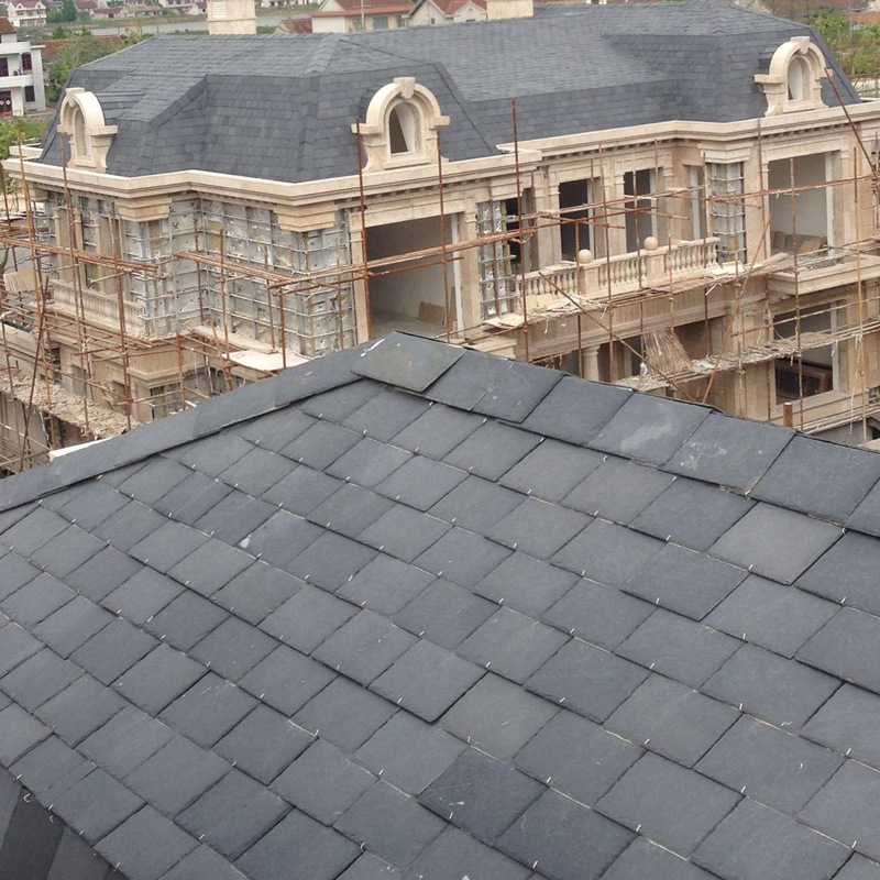 青石板瓦片板岩 别墅屋面隔热黑色瓦片 欧式城堡复古屋顶瓦板