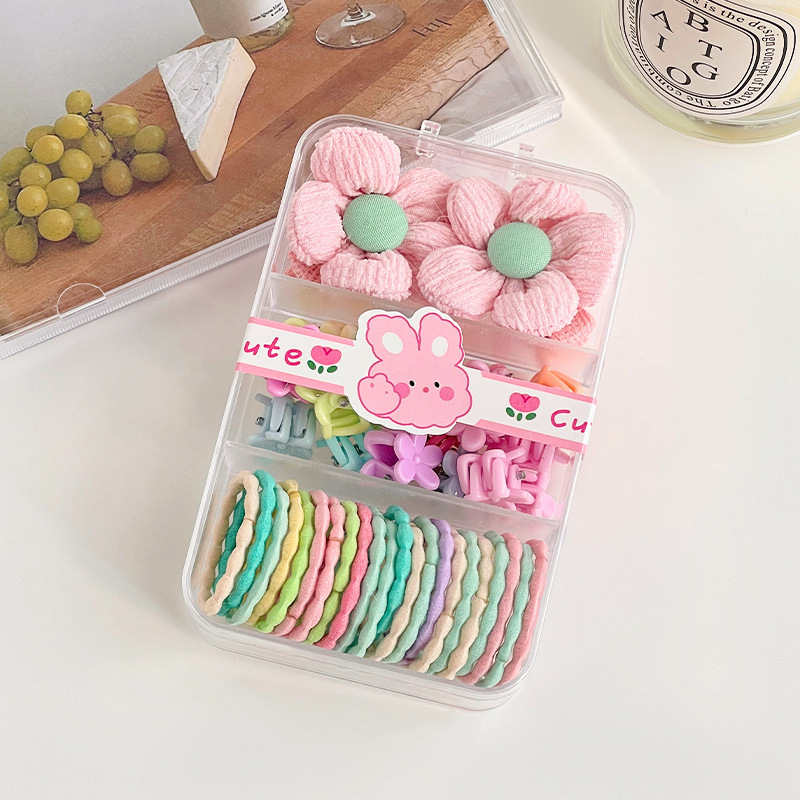 Children's Flower Rubber Band Cute Not Hurt Hair Rope Rubber Band Girls' Storage Box Mini Small Hair Clip Girls' Hair Accessories