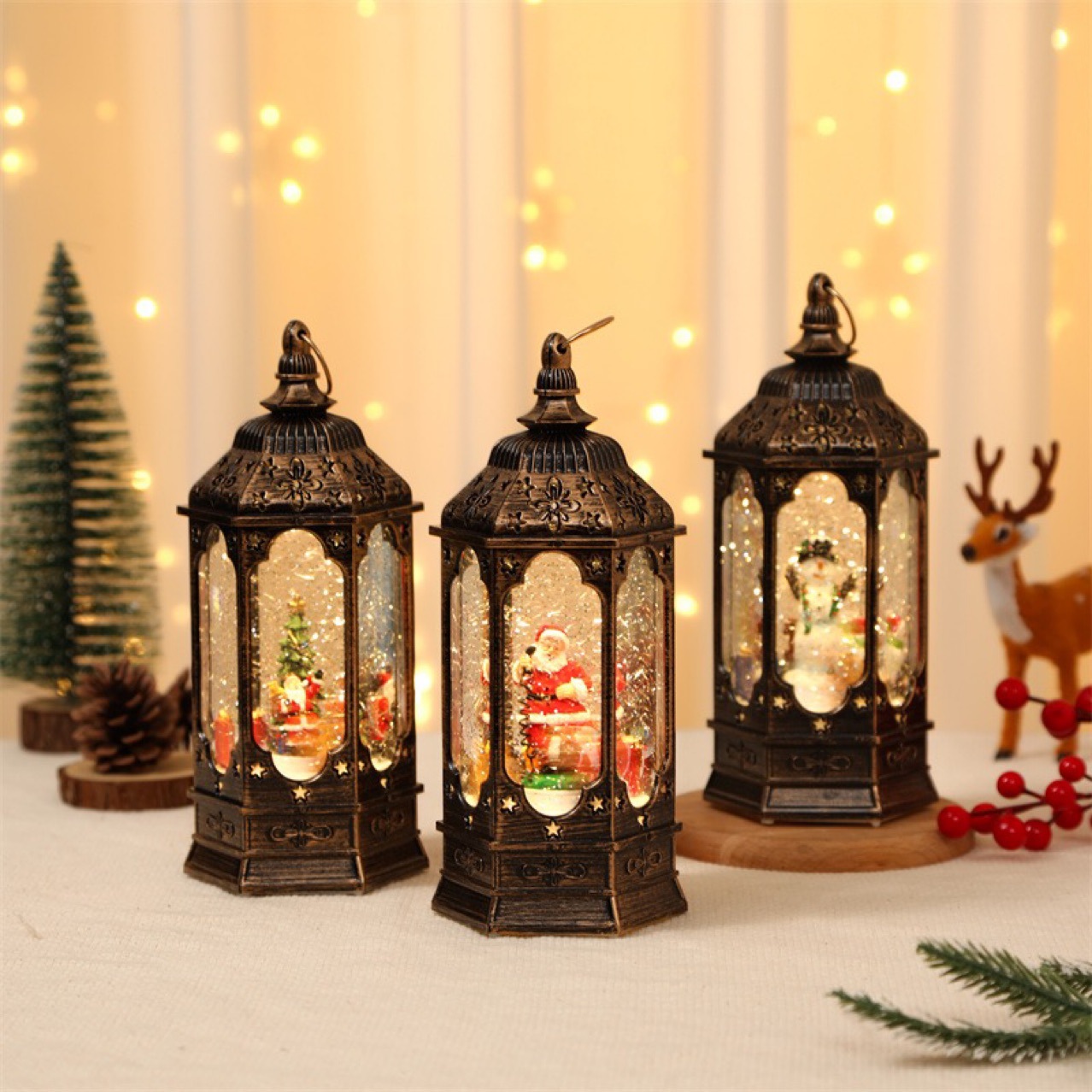 New Creative Christmas Children's Gift with Concert Rotating Resin Elderly Water Injection Oil Lamp Furnishings Ornaments