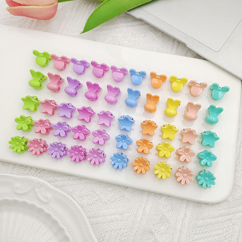 New Cute Mini Color Small Hairclip Sweet Children Small Jaw Clip Five-Pointed Star Rabbit Children's Hair Accessories Headdress
