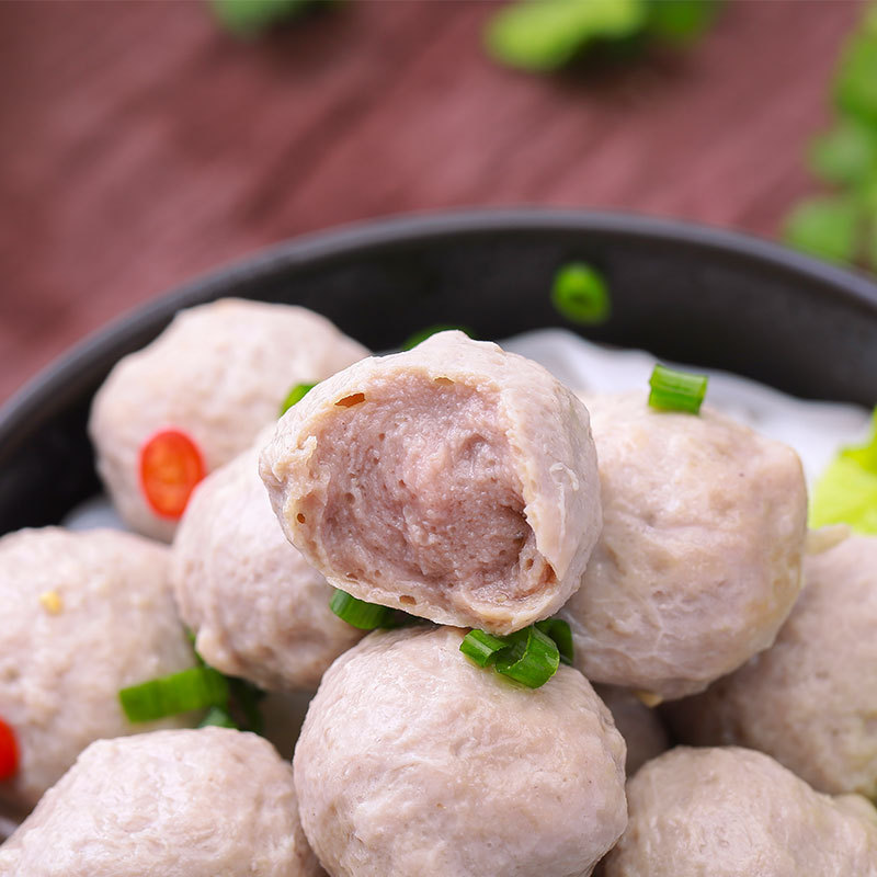 潮汕手打猪肉丸实心丸子250g定制真空包装火锅烧烤食材批发冷冻