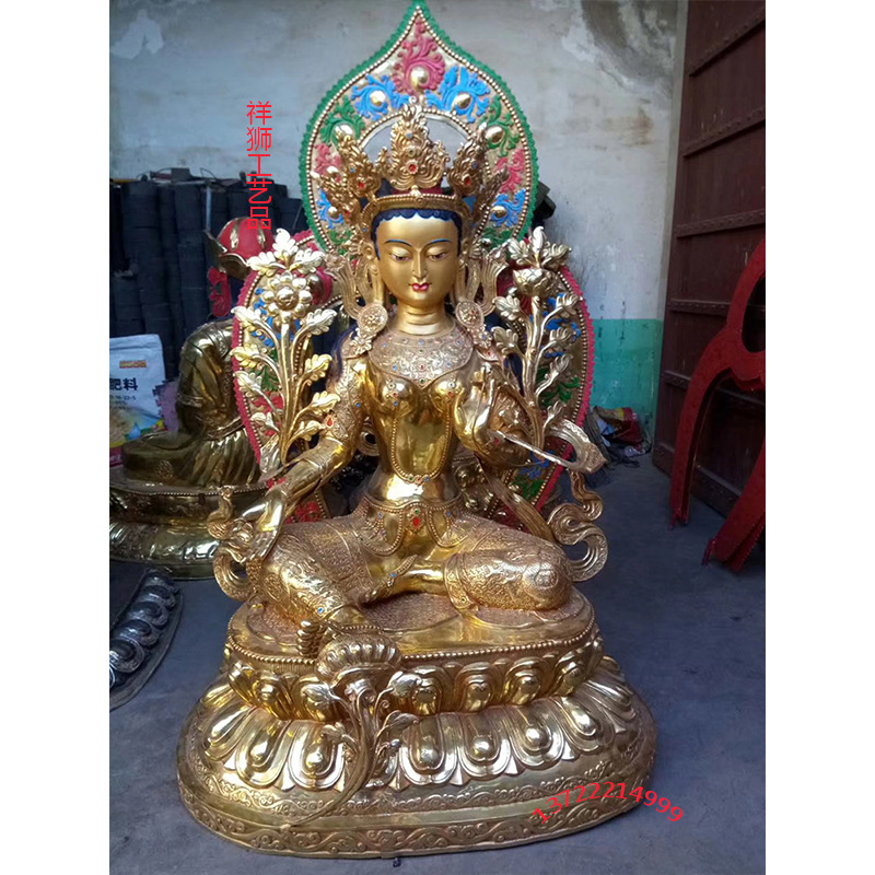 祥狮纯铜觉沃佛佛像觉悟佛西藏藏式家用释迦牟尼佛身像铜佛像摆件