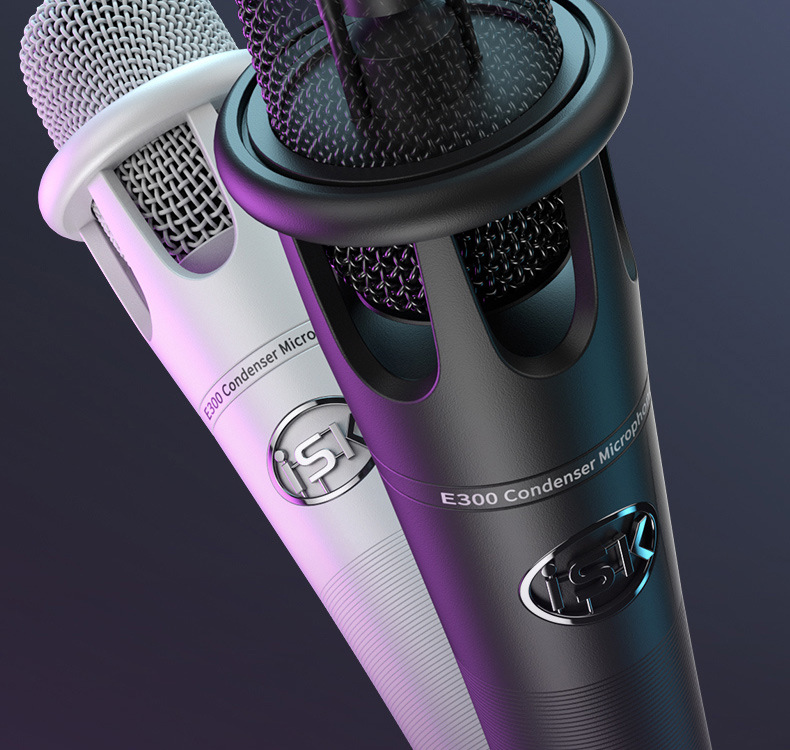 isk e300电容麦克风话筒yy主播手机电脑k歌录音喊麦直播声卡