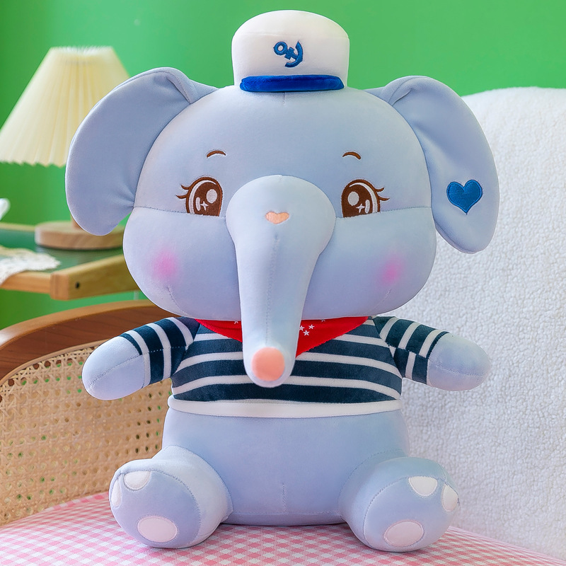 New Navy Elephant Plush Toy Bed to Sleep with Elephant Doll Ragdoll Doll Pillow Girls Birthday Gifts