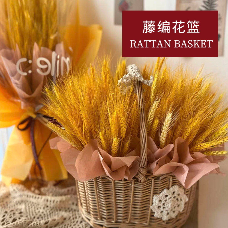 Basket Woven Flower Arrangement Rattan Hand-Held Decoration Straw Baskets Creative Hand-Held Decoration Rattan Small Flower Basket Wholesale