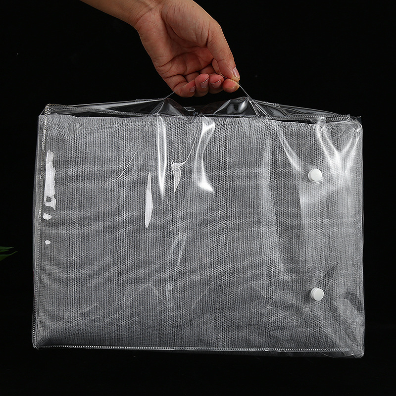 pvc15丝超透明四件套搭扣包装袋床单塑料手提收纳袋pvc被套包装袋