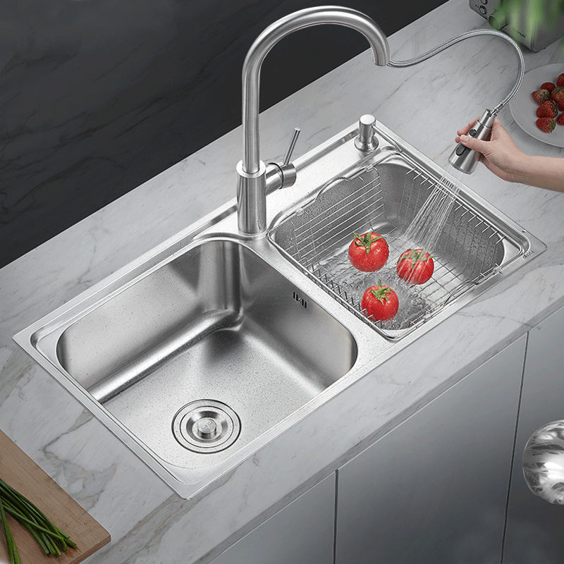 厨房水槽双槽套餐家用洗菜盆304不锈钢洗碗槽加厚洗碗池洗菜池水