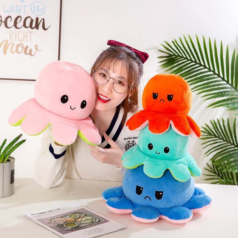 Creative Flip Octopus Doll Plush Toys Doll Reversible Octopus Double-Sided Flip Doll Children's Gift