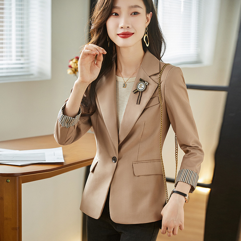 棕色西装外套女秋冬2023年新款韩版时尚复古休闲职业小西服上衣女